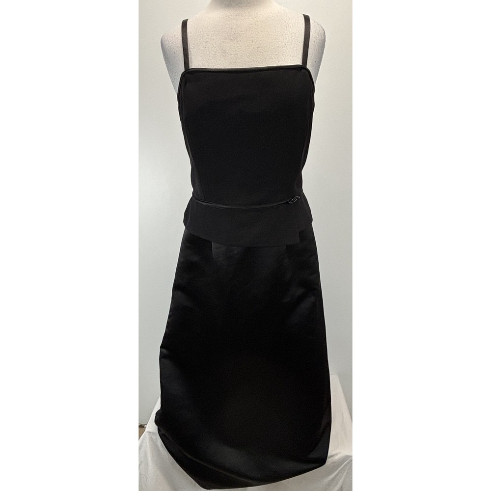 Vtg Scott McClintock Long Black Gown Dress Sz 16 Satin Skirt Removable Straps US
